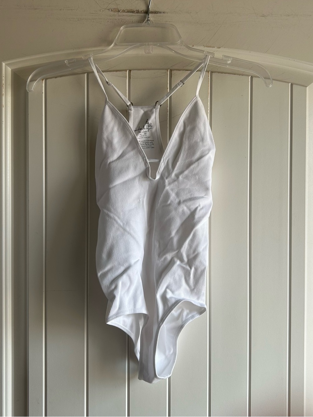 Women’s free people White One-Piece bodysuit - V-Neck Spaghetti Straps #V10